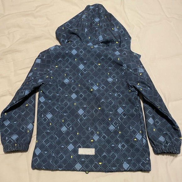 Kids Softshell Jacket Windbreaker, fleece-lined, size 4-5, blue & neon yellow - Picture 4 of 9